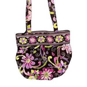 Vera Bradley Purple Punch‎ Abby Shoulder Handbag Brown Purple Pink Green Floral